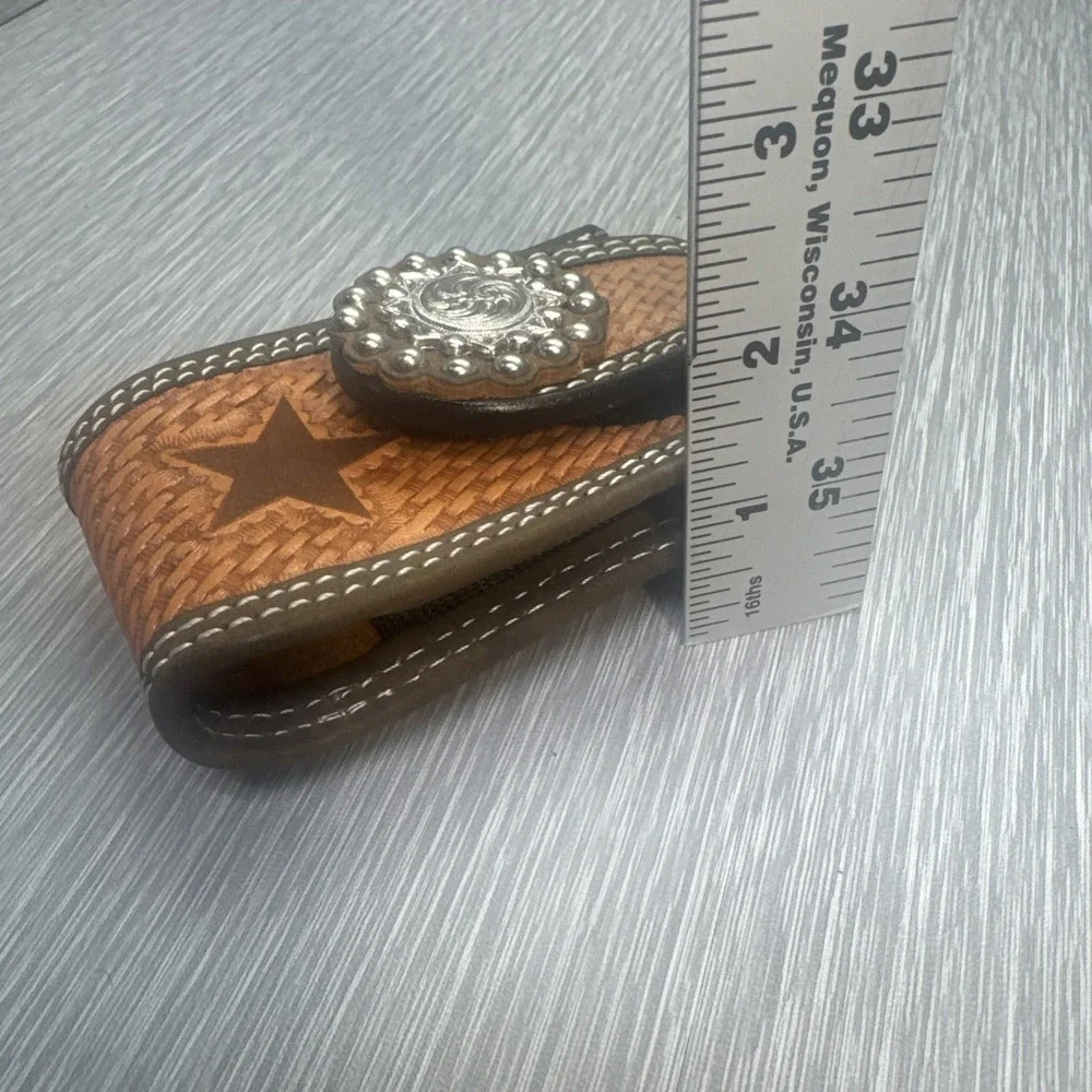 Montana‎ Silversmiths Tooled Leather Knife Sheath Western Concho Cowboy Star
